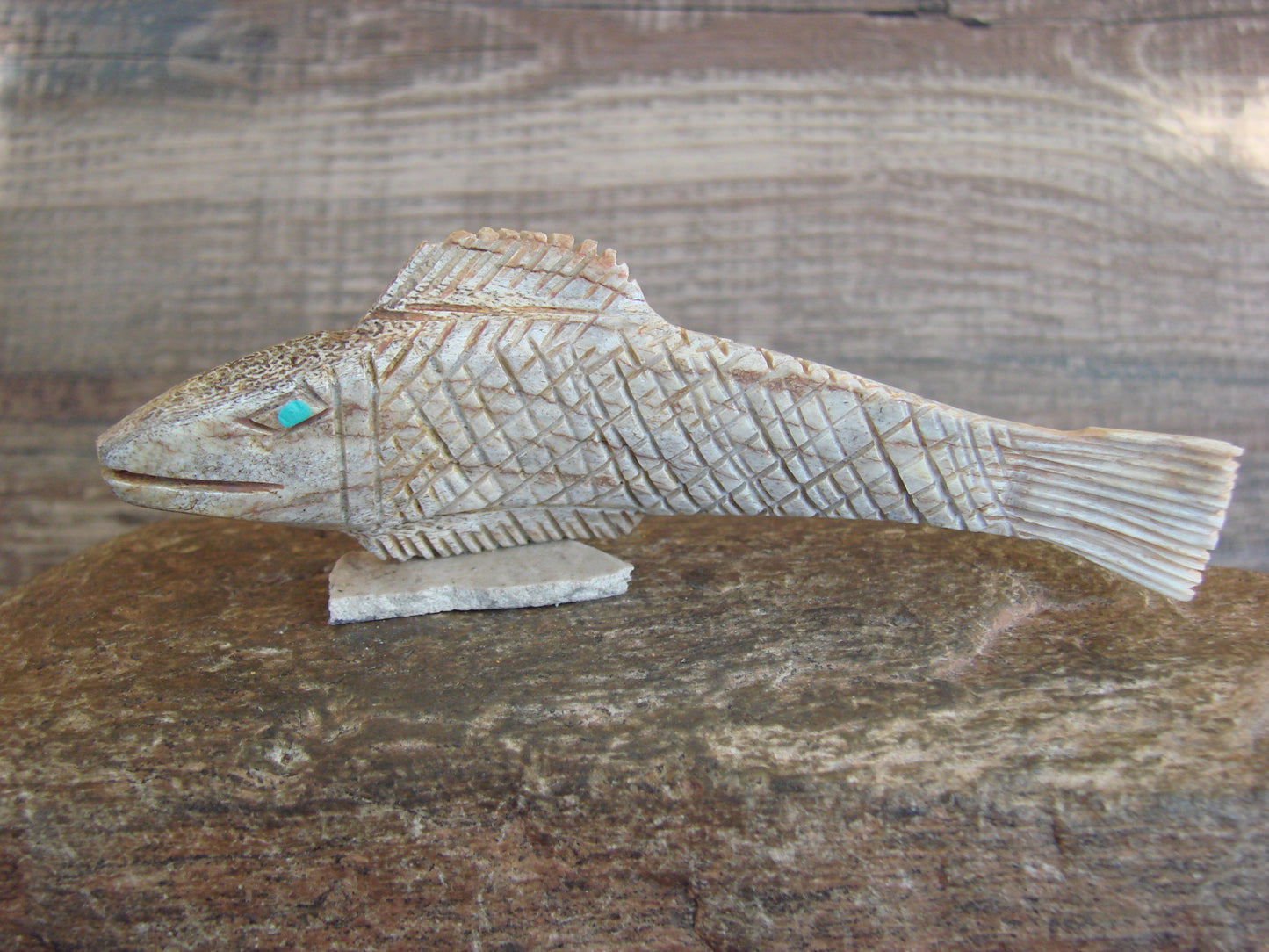 Native American Zuni Indian Hand Carved Antler Fish Fetish- Etsate