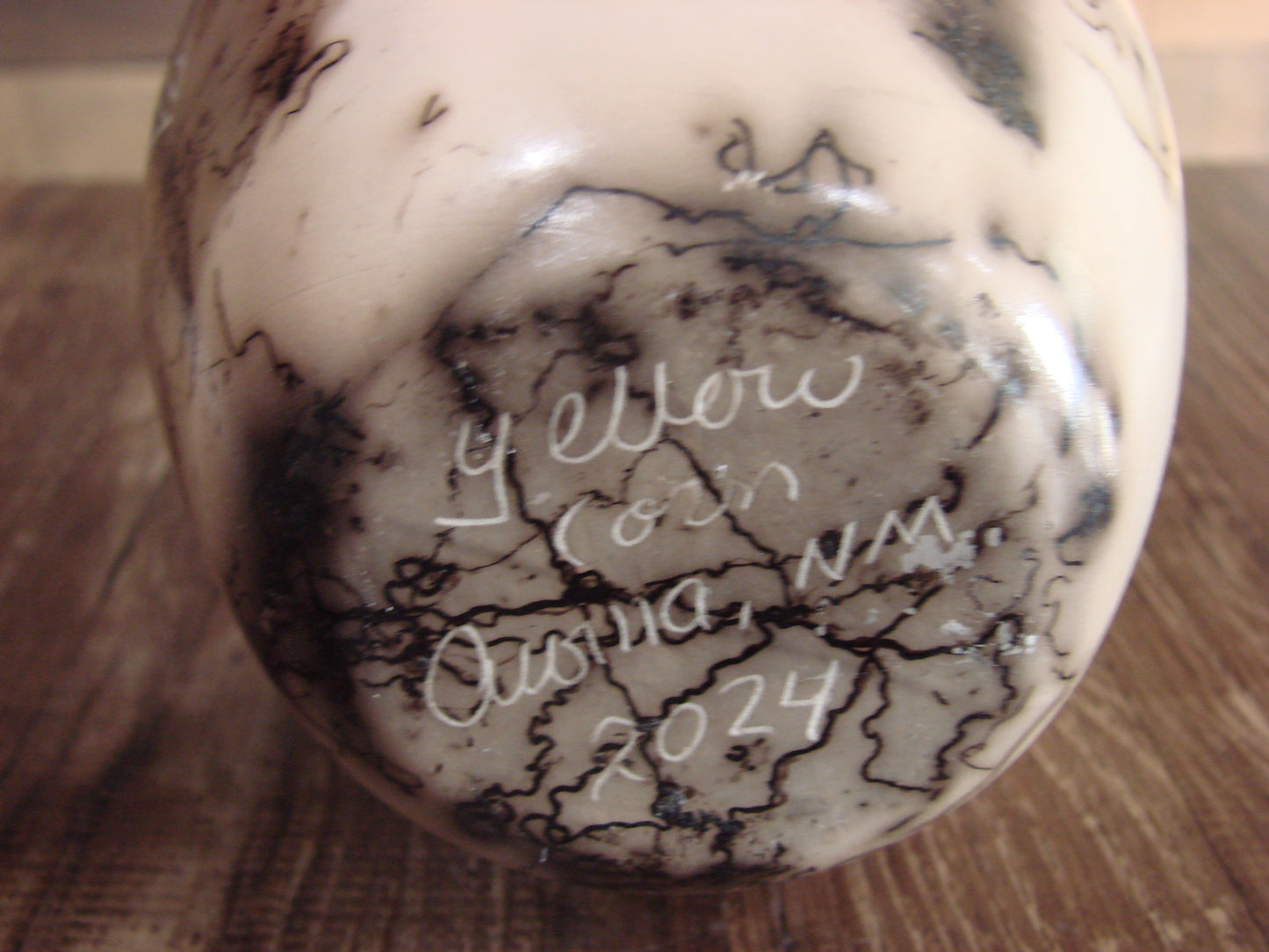 Native American Acoma Hand Etched Horse Hair Pottery by Yellow Corn