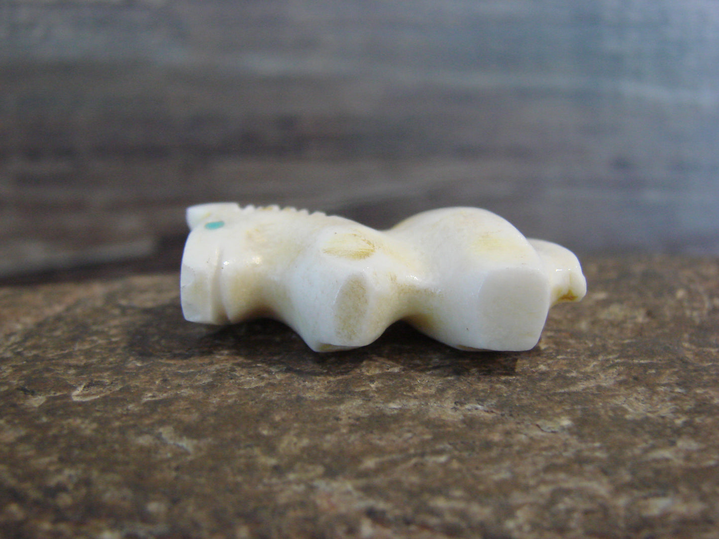 Native American Indian Hand Carved Alabaster Horse Fetish - B. Phillips