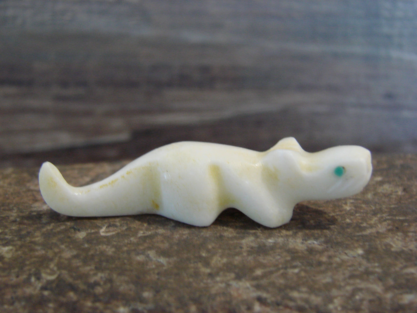 Native American Indian Hand Carved Alabaster Mountain Lion Fetish - B. Phillips