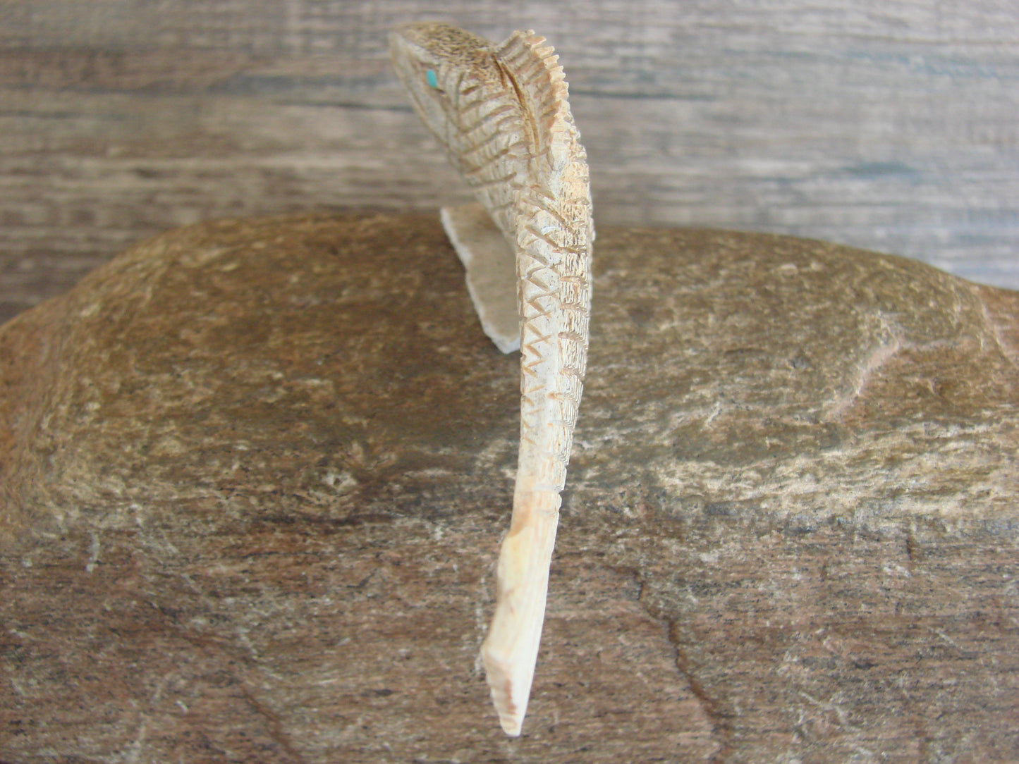 Native American Zuni Indian Hand Carved Antler Fish Fetish- Etsate