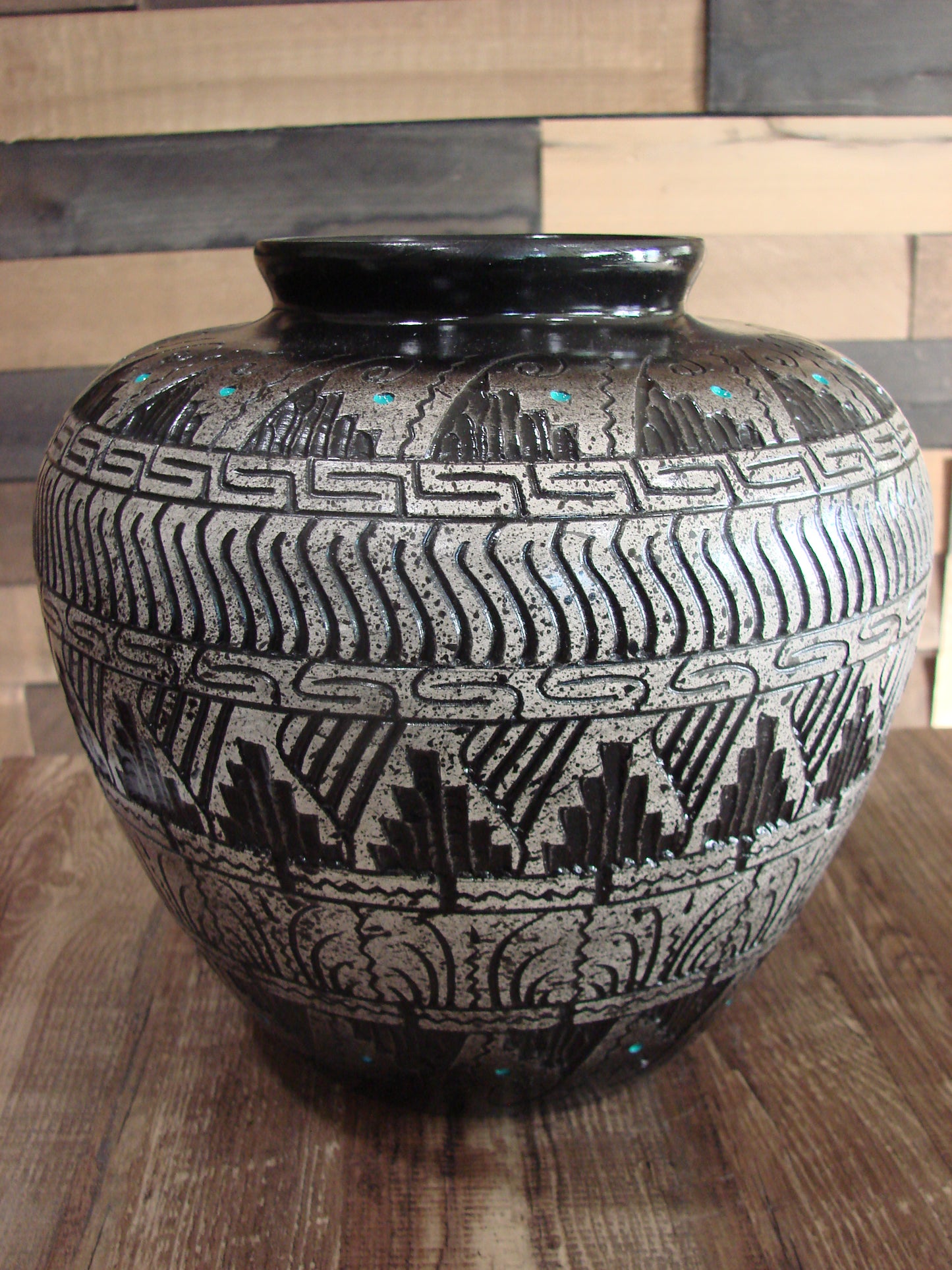 Native American Hand Etched Pottery Signed by Dewayne & Eskeets