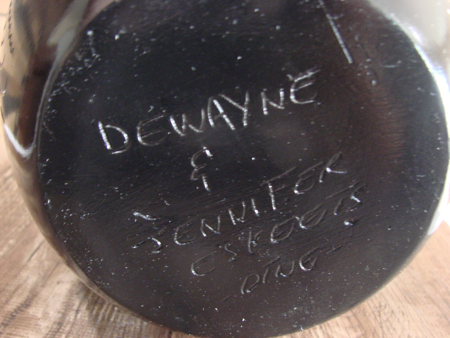 Native American Hand Etched Pottery Signed by Dewayne & Eskeets