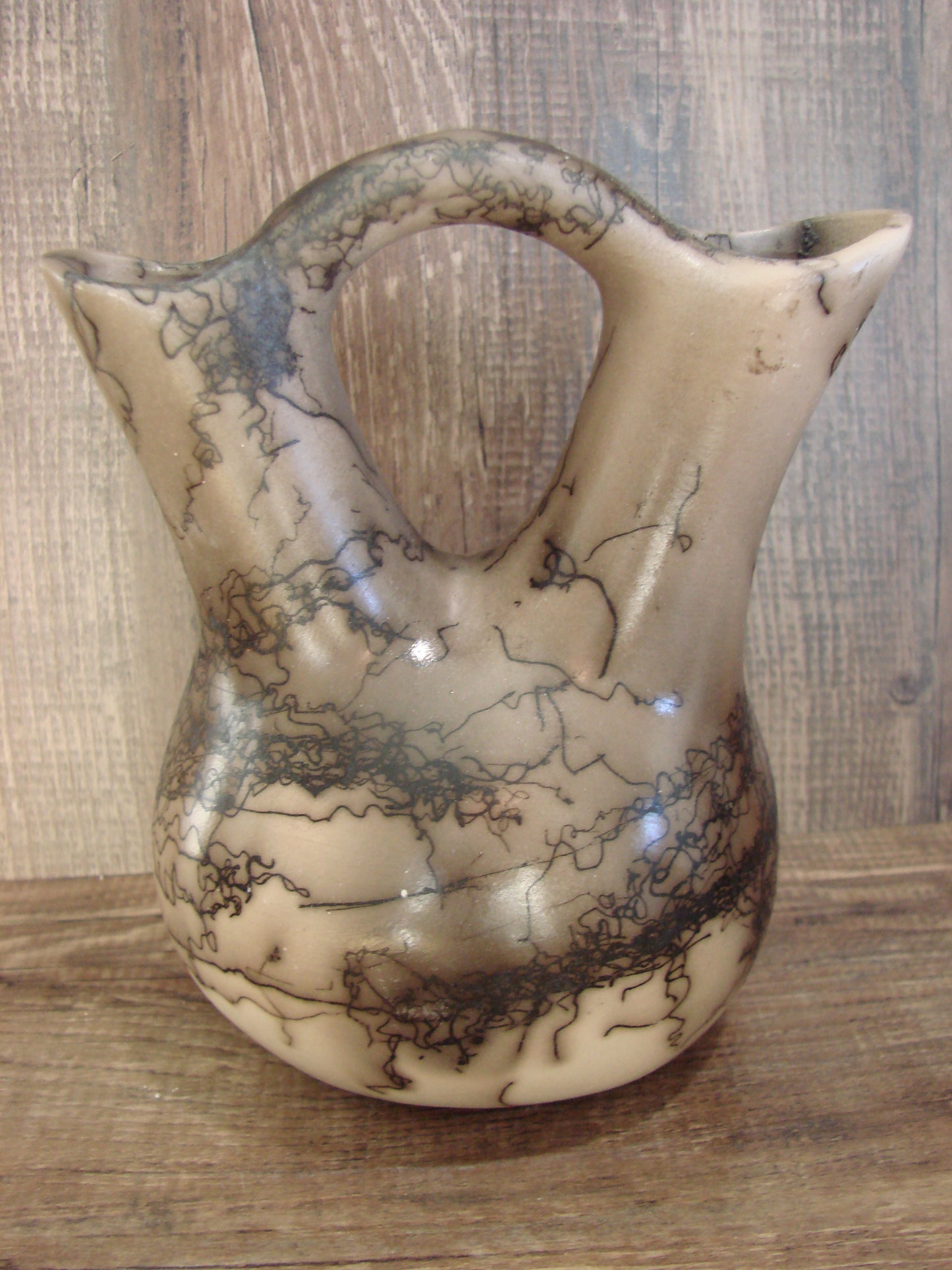 Small Native American Horse Hair Wedding Vase Pottery by Vail