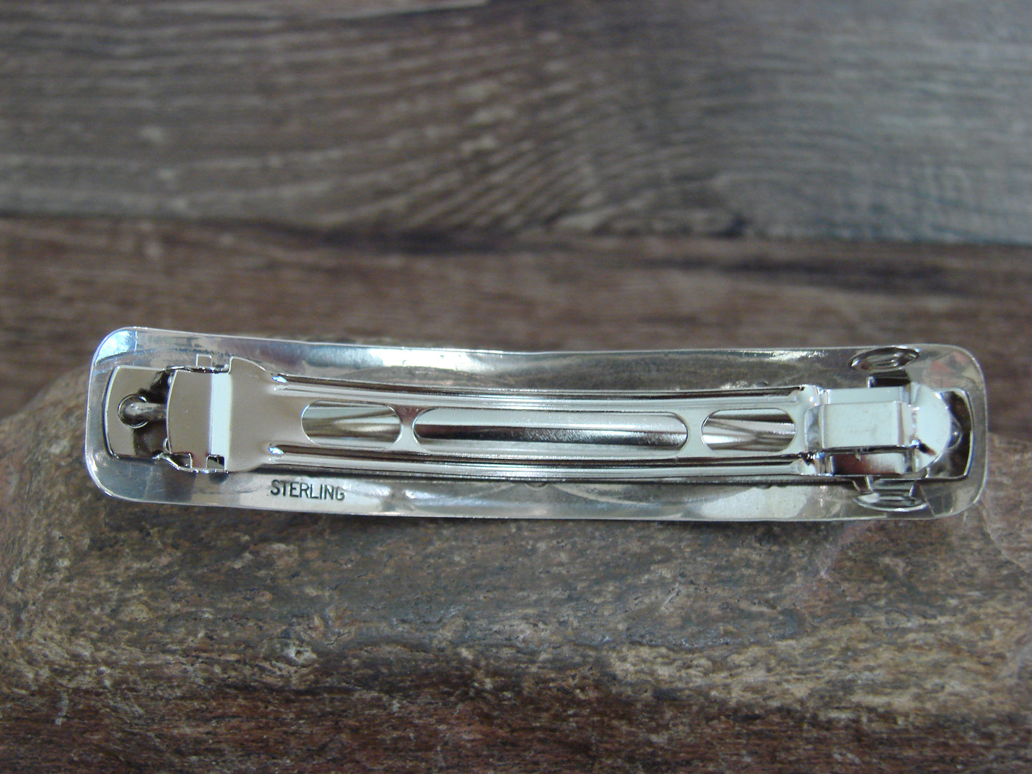Native American Sterling Silver & Coral Hair Barrette by Begay