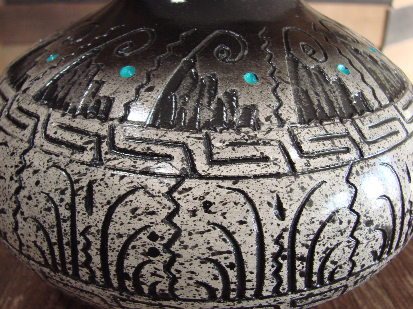 Native American Hand Etched Pottery Signed by Dewayne & Eskeets