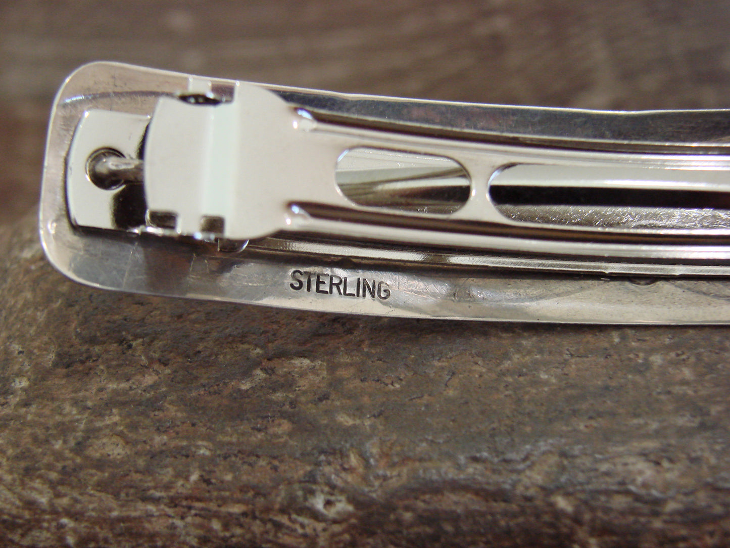 Native American Sterling Silver & Coral Hair Barrette by Begay