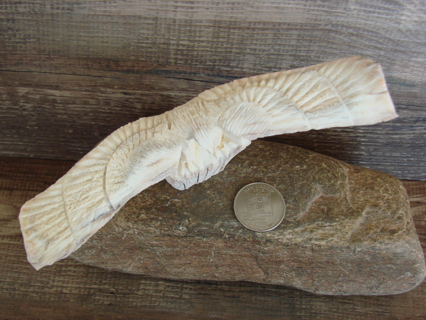 Native American Zuni Indian Hand Carved Antler Eagle Fetish - Malie
