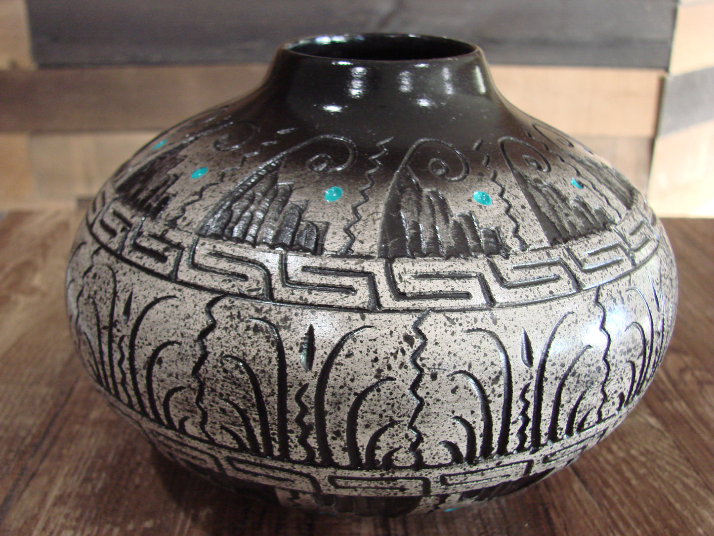 Native American Hand Etched Pottery Signed by Dewayne & Eskeets