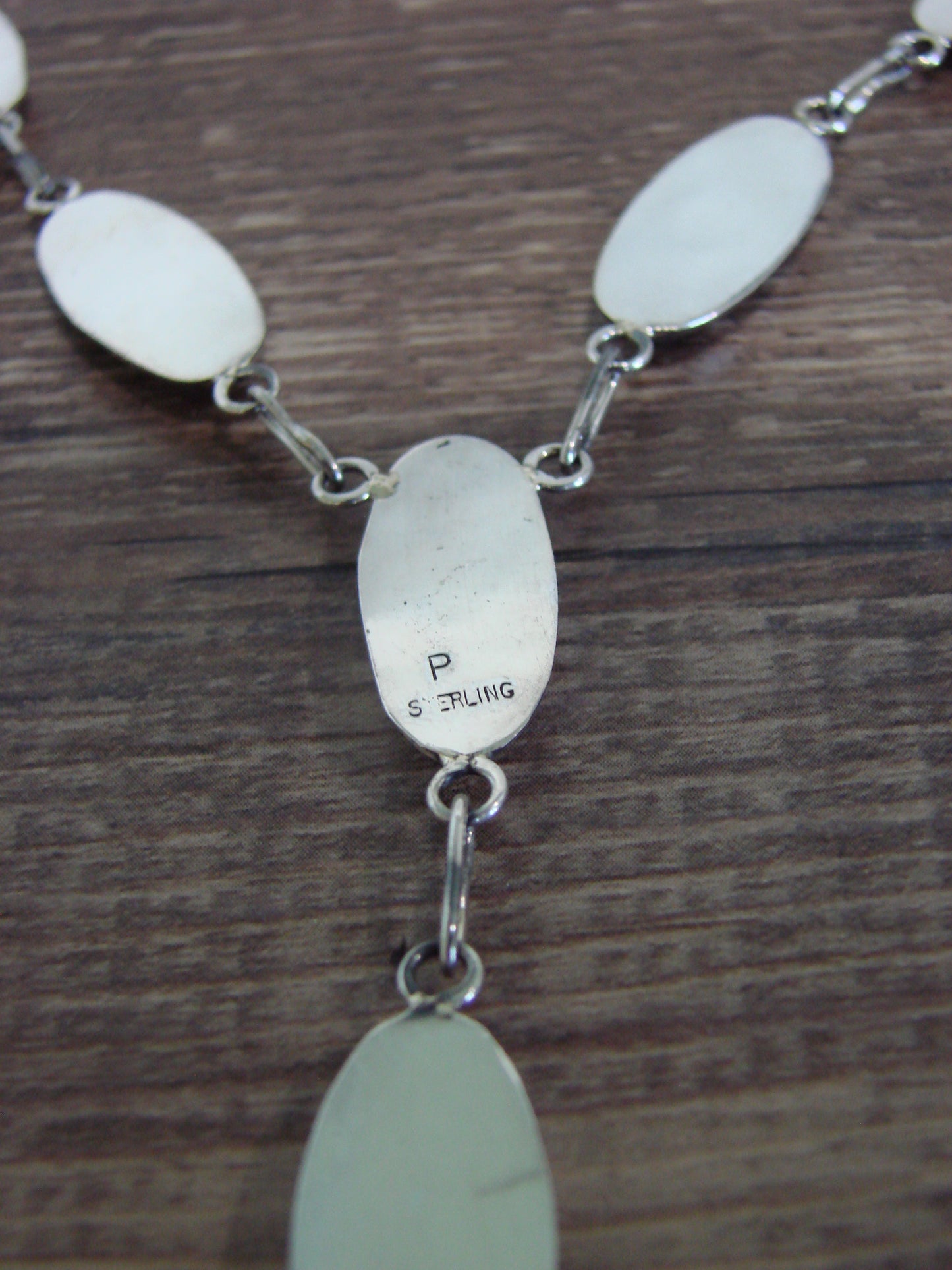 Native American Sterling Silver & Blue Opal Link Necklace Set by Perry