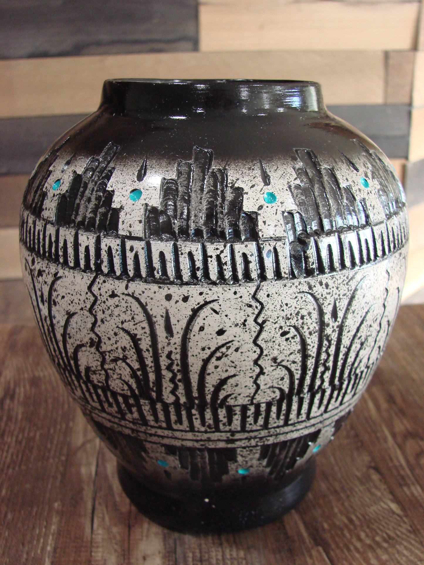 Native American Hand Etched Pottery Signed by Dewayne & Eskeets