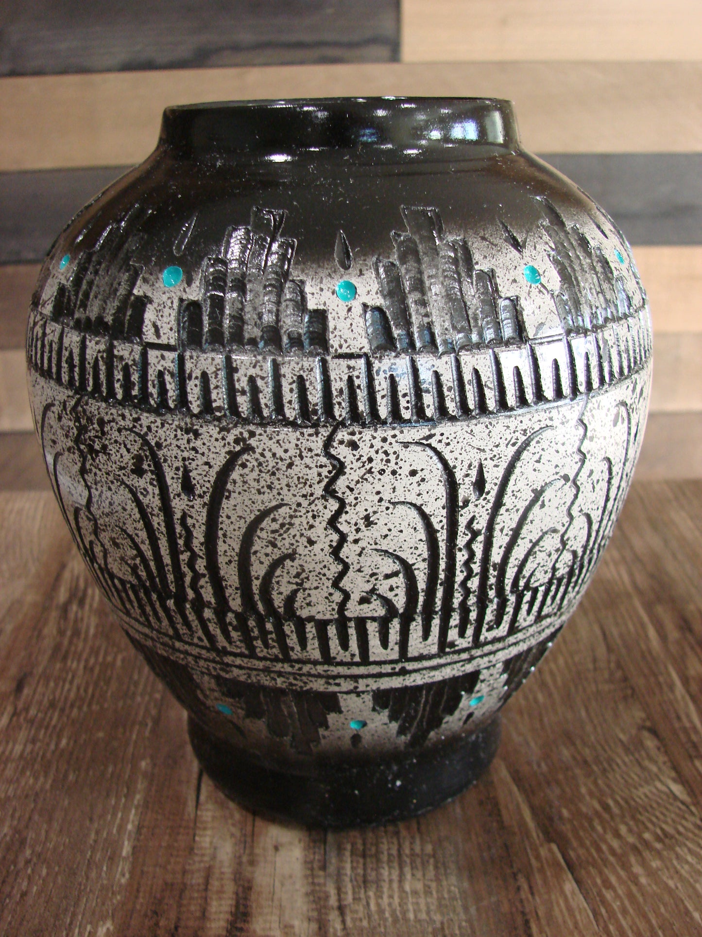 Native American Hand Etched Pottery Signed by Dewayne & Eskeets