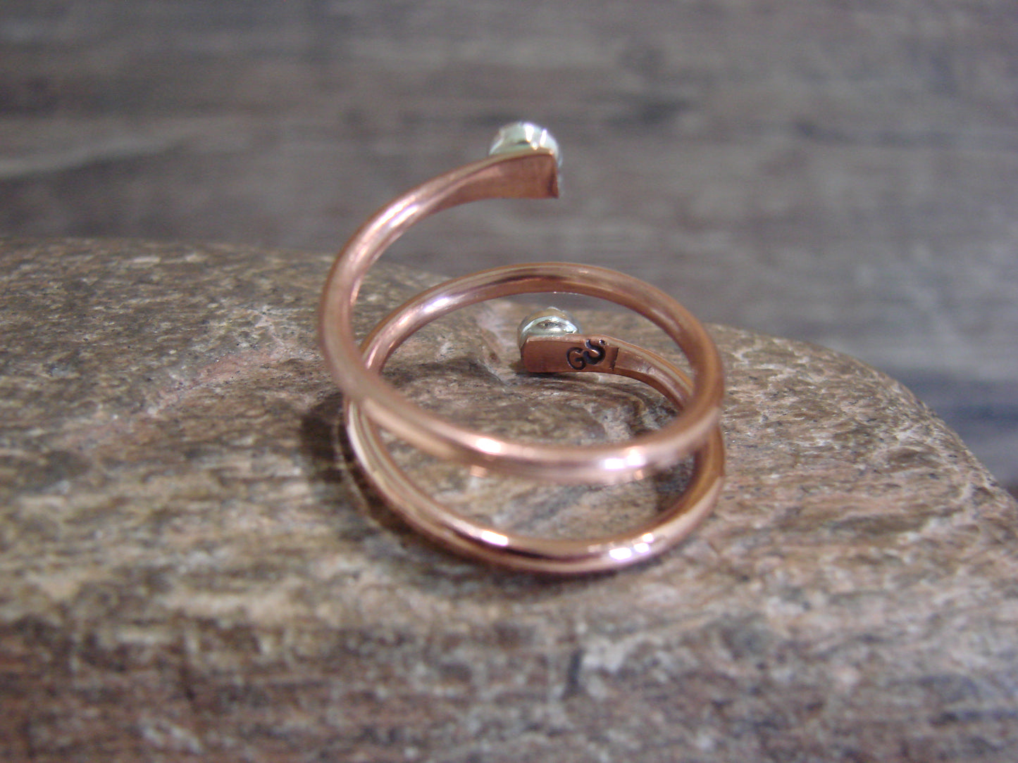 Native American Copper & Turquoise Adjustable Ring by Skeets