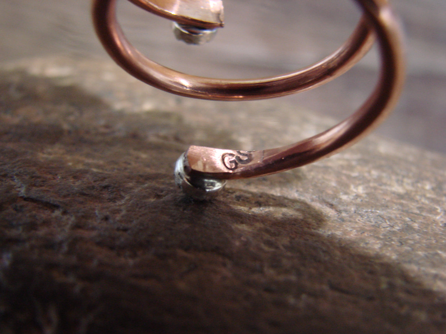 Native American Copper & Turquoise Adjustable Ring by Skeets