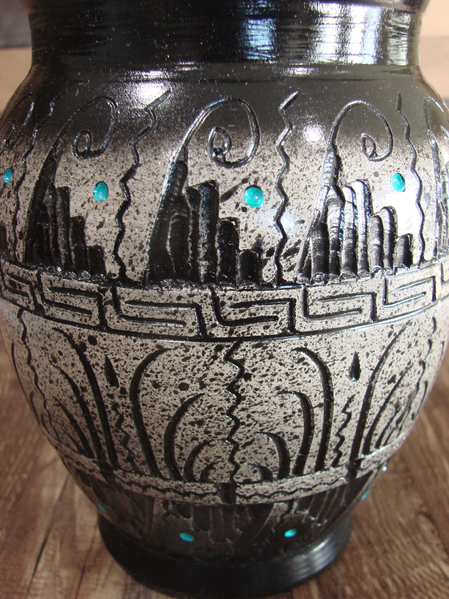 Native American Hand Etched Pottery Signed by Dewayne & Eskeets