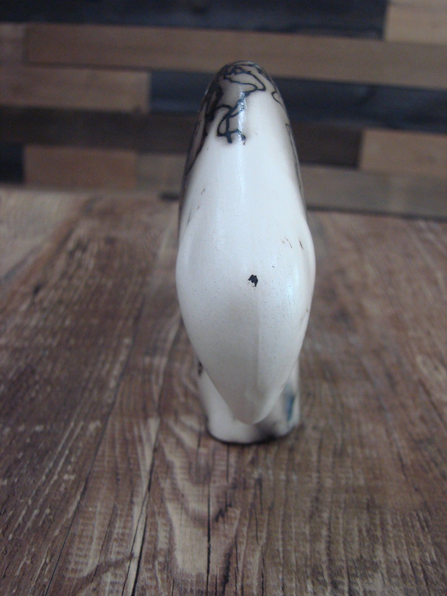 Small Native American Pottery Horse Hair Buffalo Sculpture by Vail