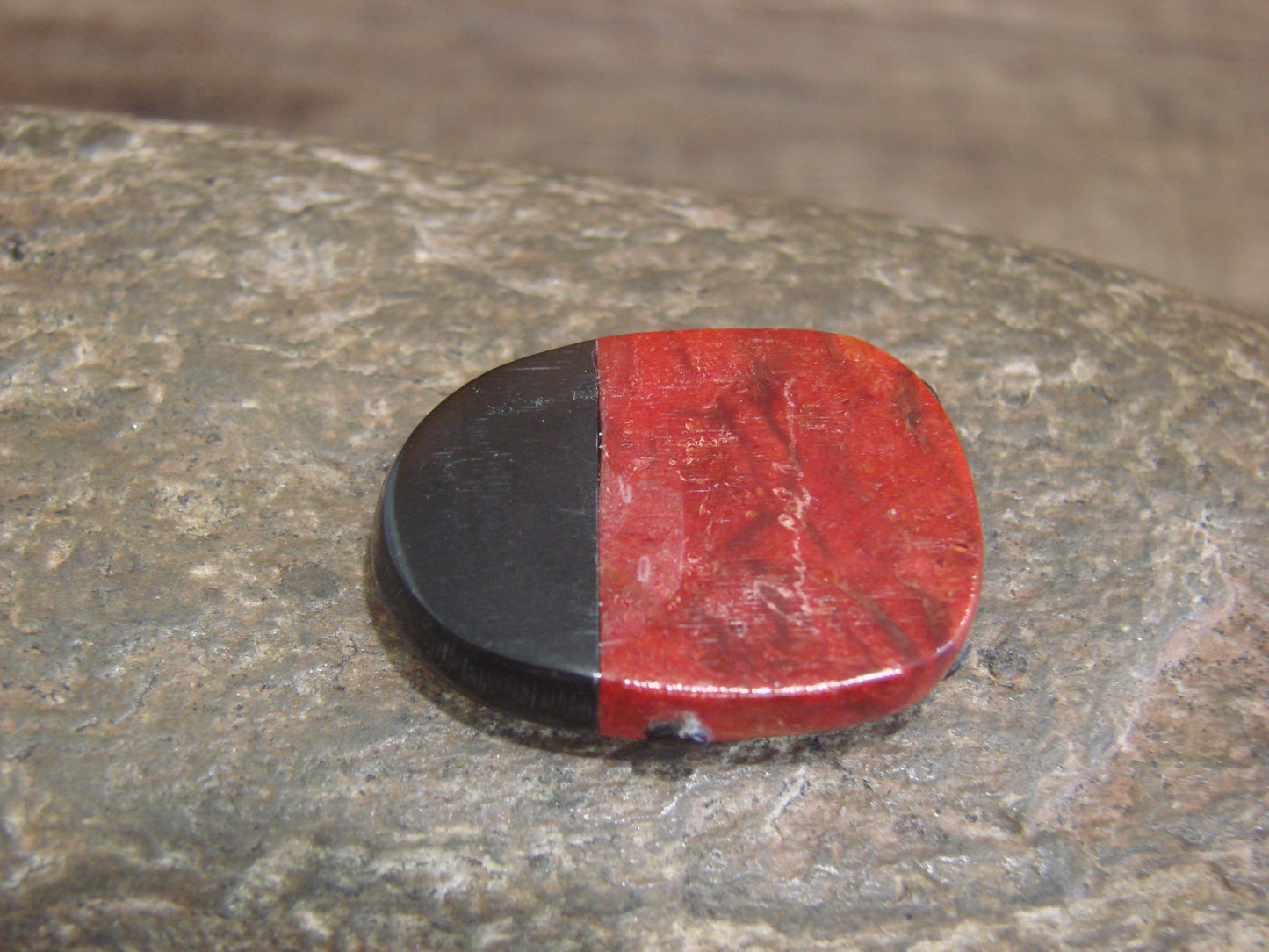 Native American Zuni Hand Carved Coral Ladybug Fetish by Lonasee