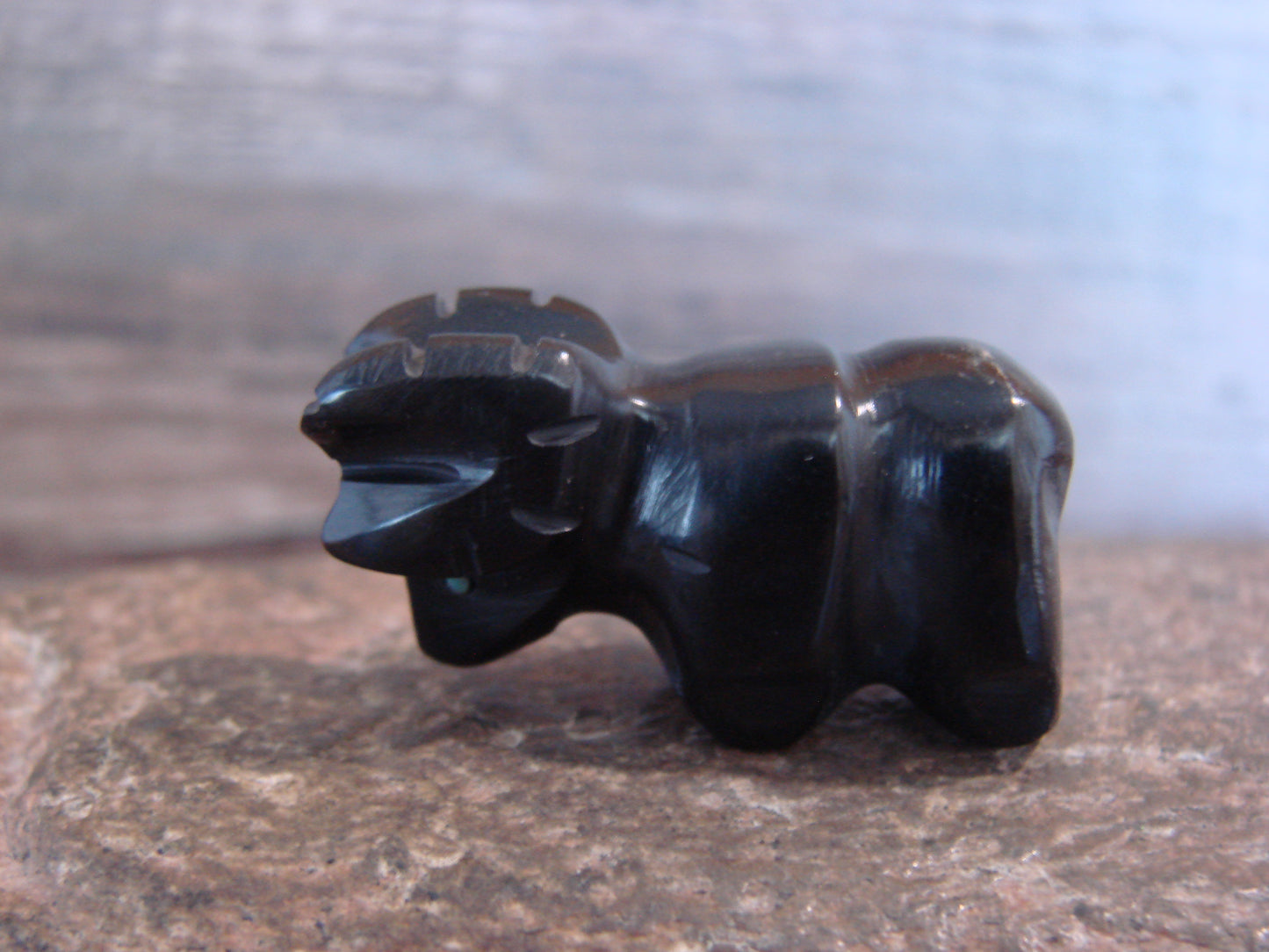 Native American Indian Hand Carved Jet Ram Fetish - B. Phillips