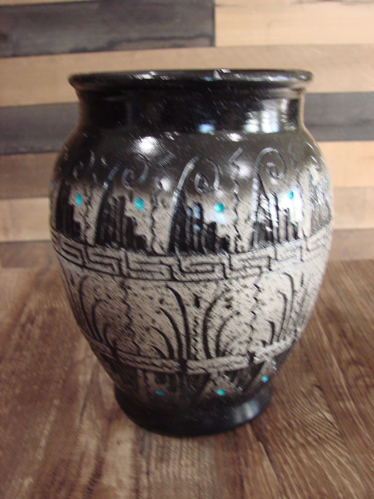 Native American Hand Etched Pottery Signed by Dewayne & Eskeets
