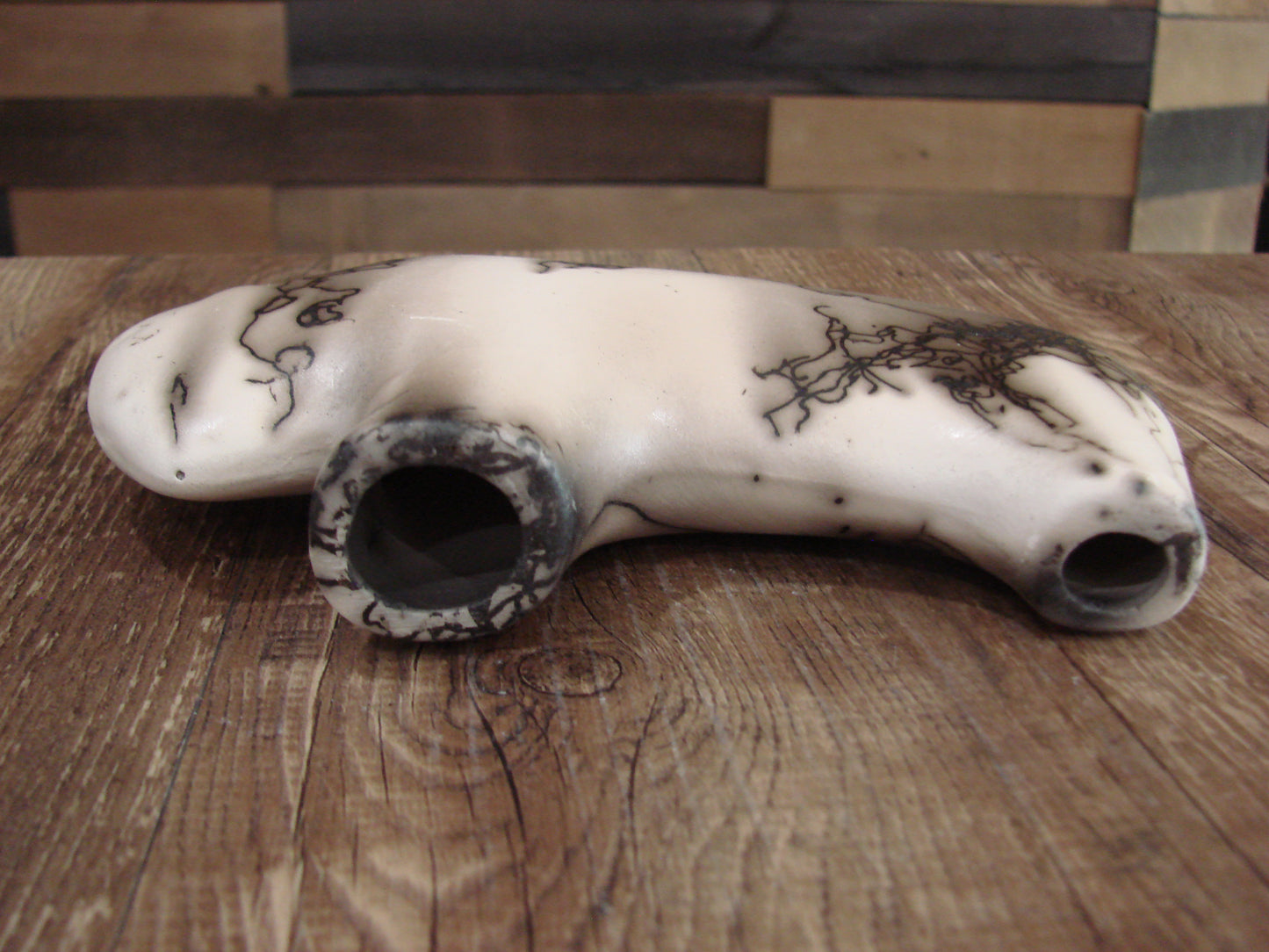 Small Native American Pottery Horse Hair Buffalo Sculpture by Vail