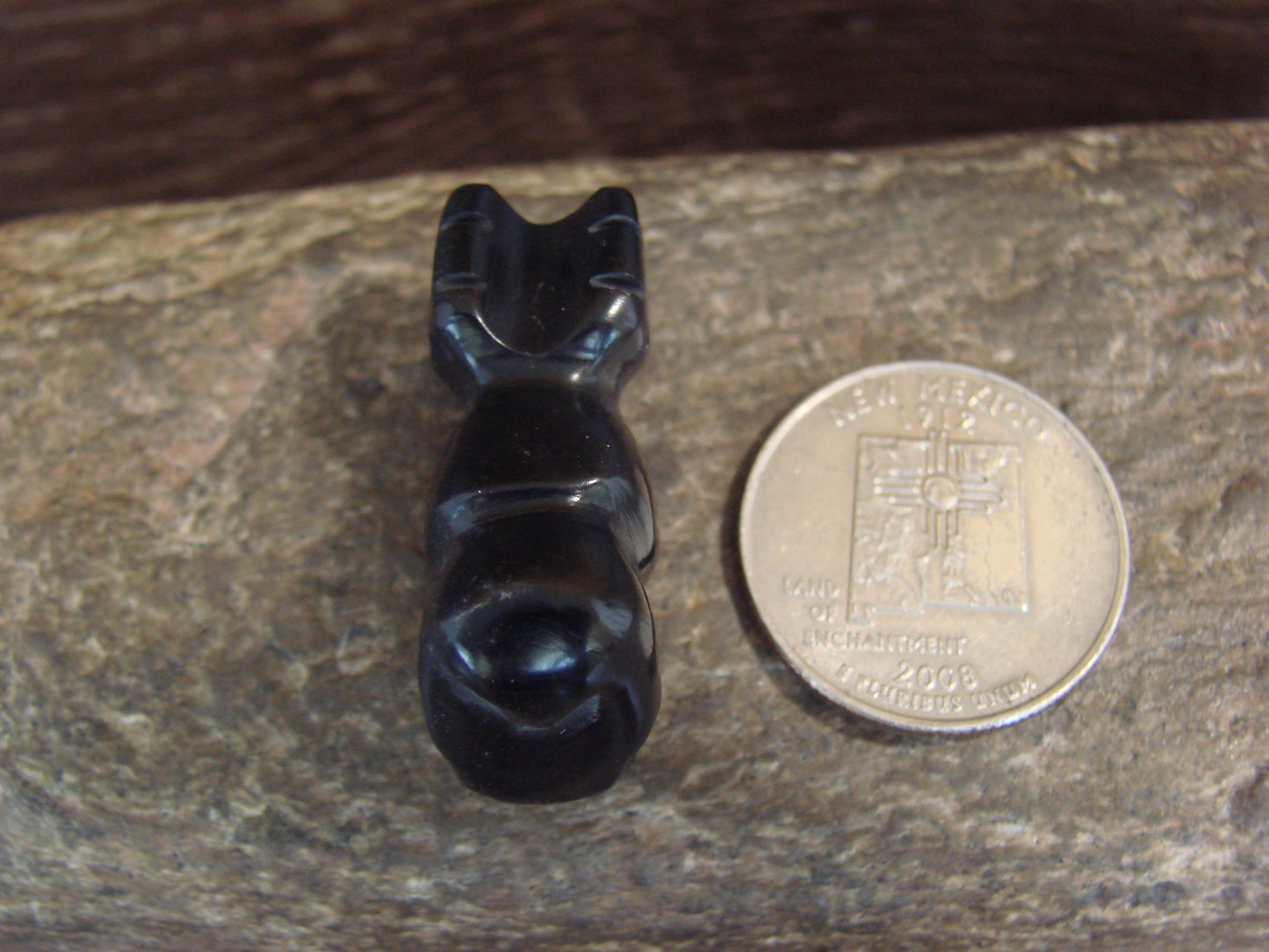 Native American Indian Hand Carved Jet Ram Fetish - B. Phillips