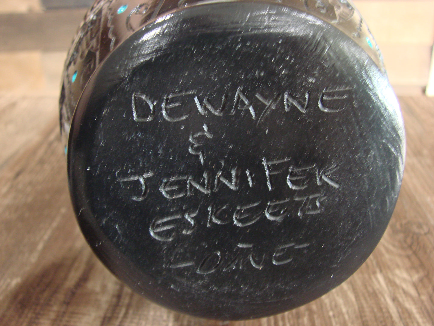 Native American Hand Etched Pottery Signed by Dewayne & Eskeets