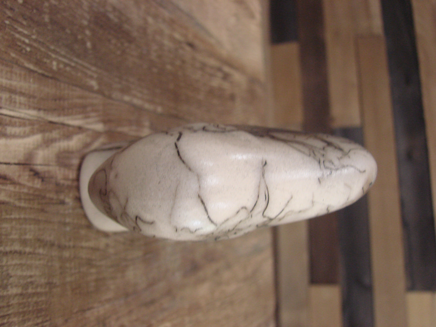 Small Native American Pottery Horse Hair Buffalo Sculpture by Vail