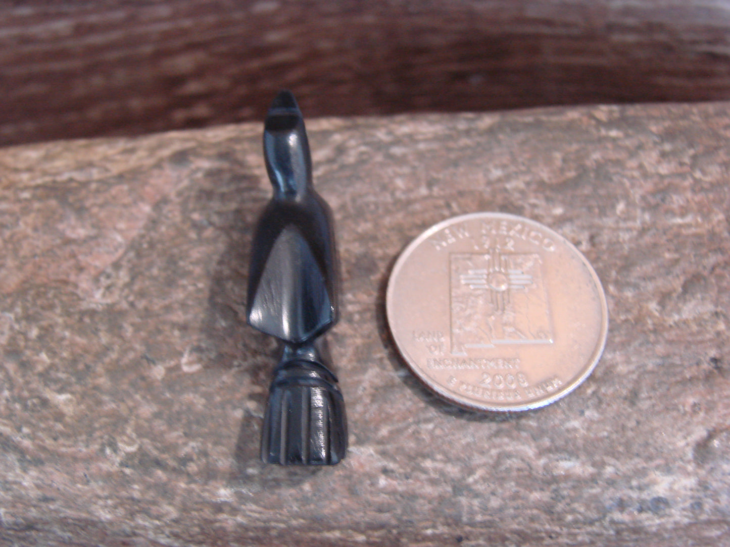 Native American Indian Hand Carved Jet Raven Fetish - B. Phillips