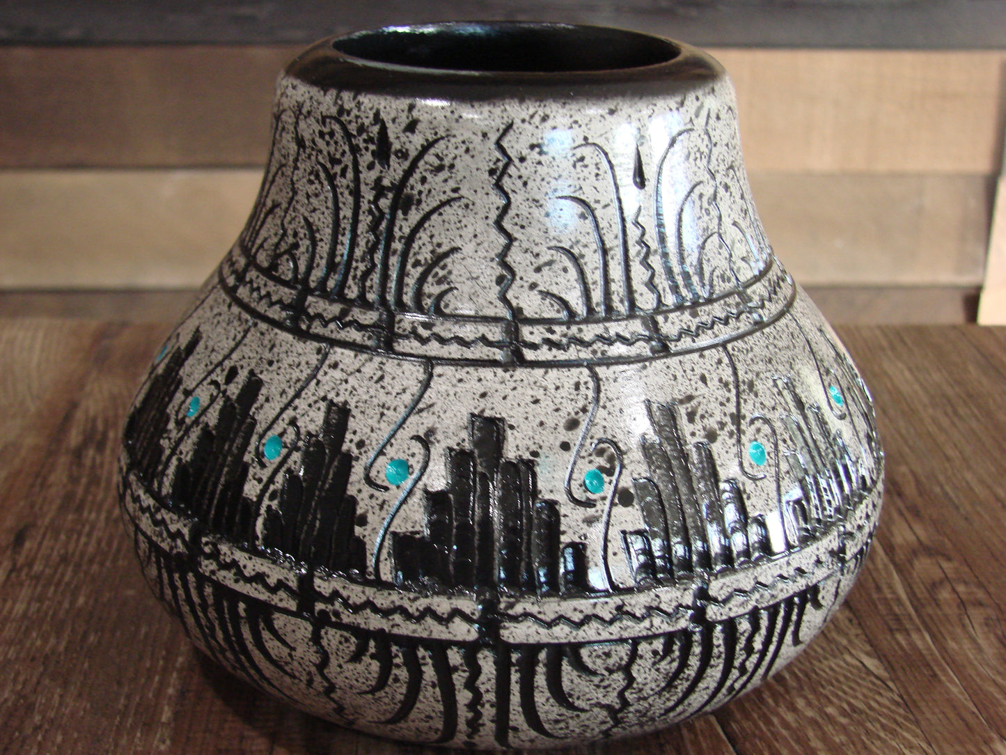 Native American Hand Etched Pottery Signed by Dewayne & Eskeets