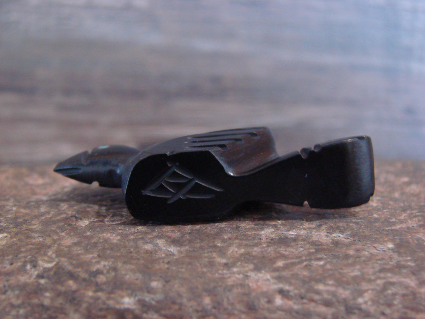 Native American Indian Hand Carved Jet Raven Fetish - B. Phillips