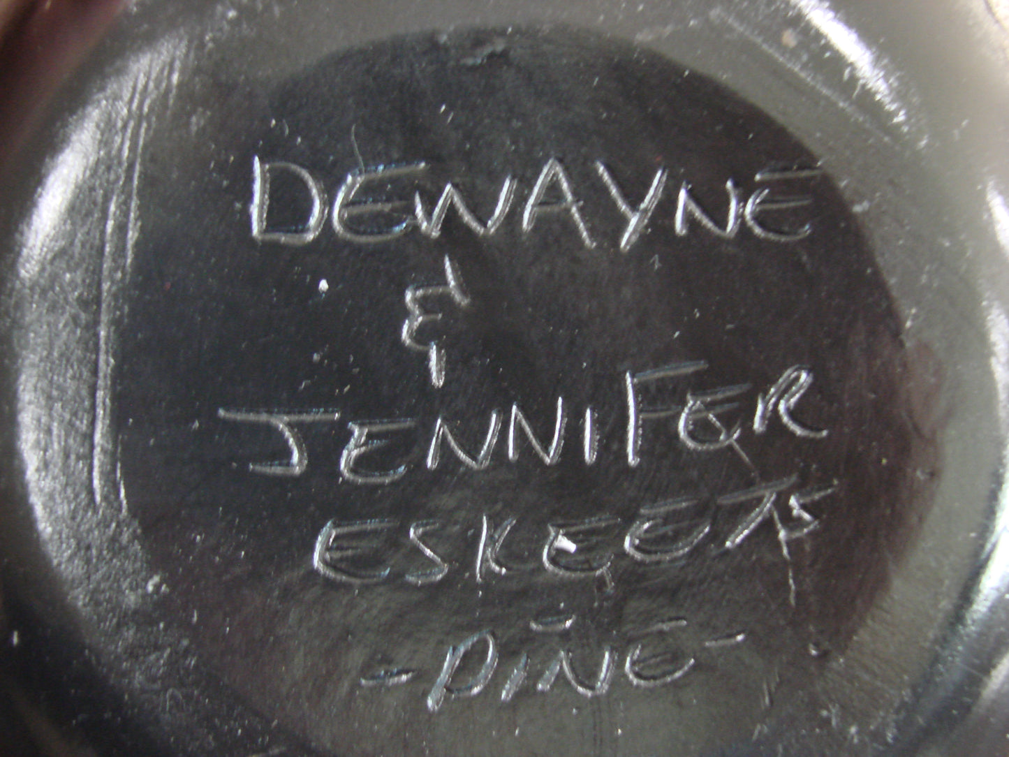 Native American Hand Etched Pottery Signed by Dewayne & Eskeets