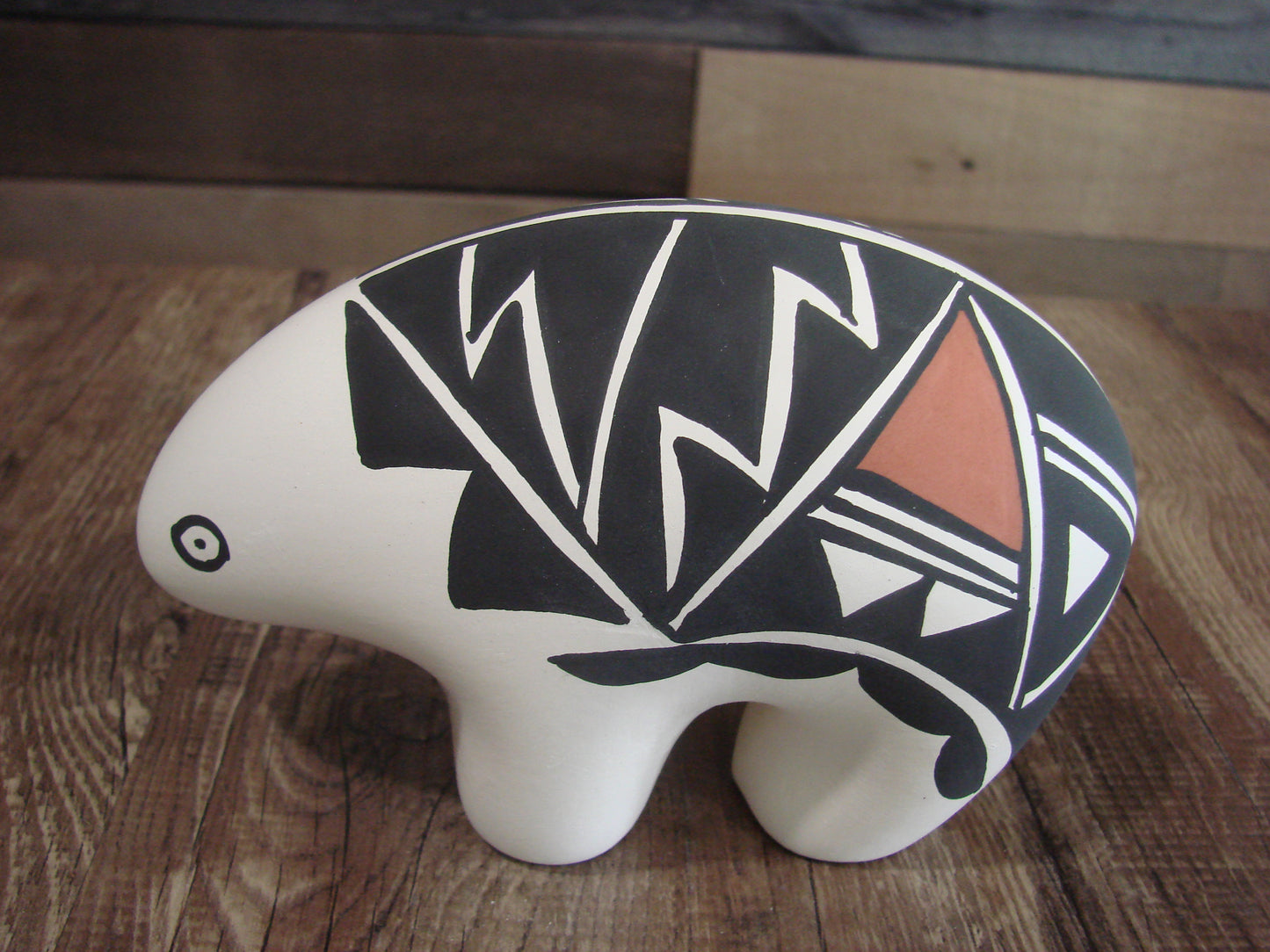 Native American Hand Painted Acoma Bear Pottery by Concho