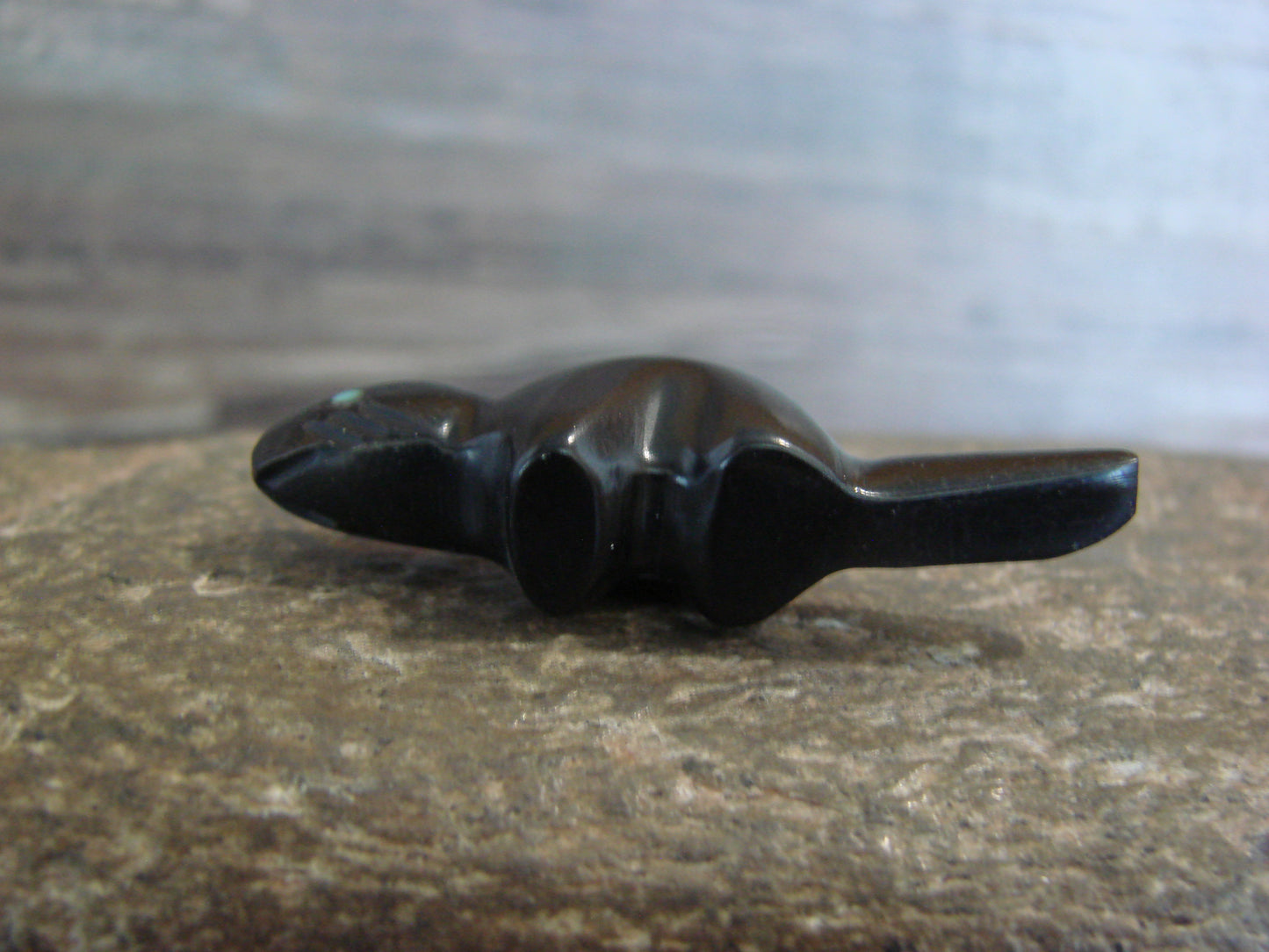 Native American Indian Hand Carved Jet Otter Fetish - B. Phillips