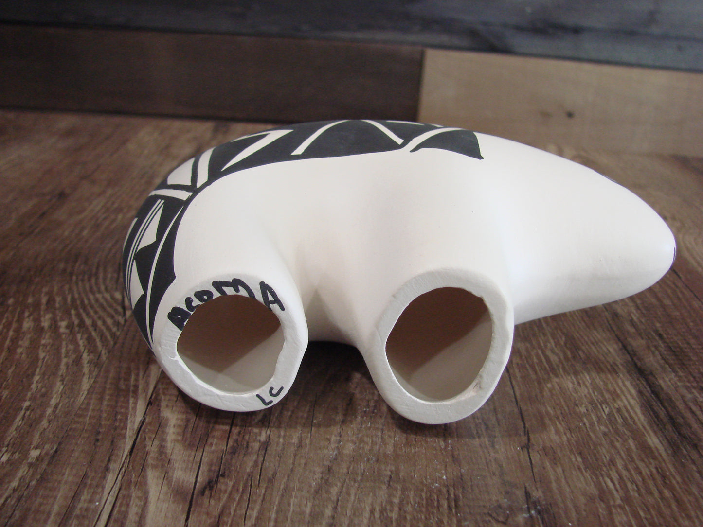 Native American Hand Painted Acoma Bear Pottery by Concho