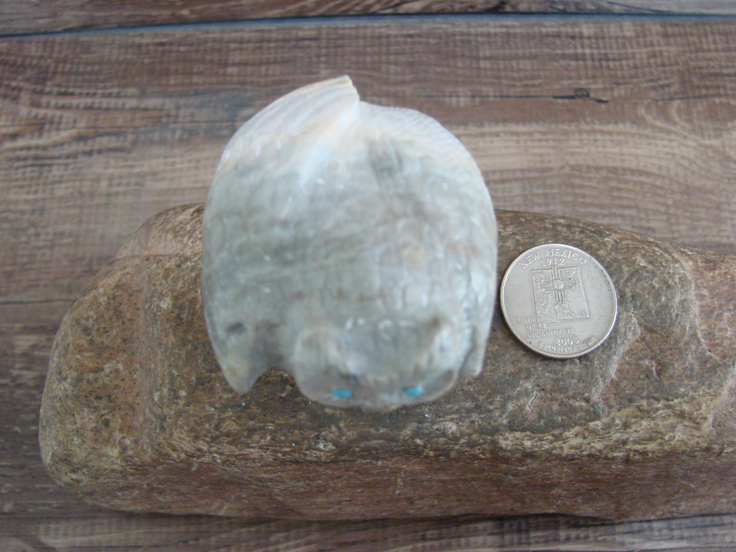 Native American Zuni Indian Hand Carved Owl Marble Fetish- Kaamasee