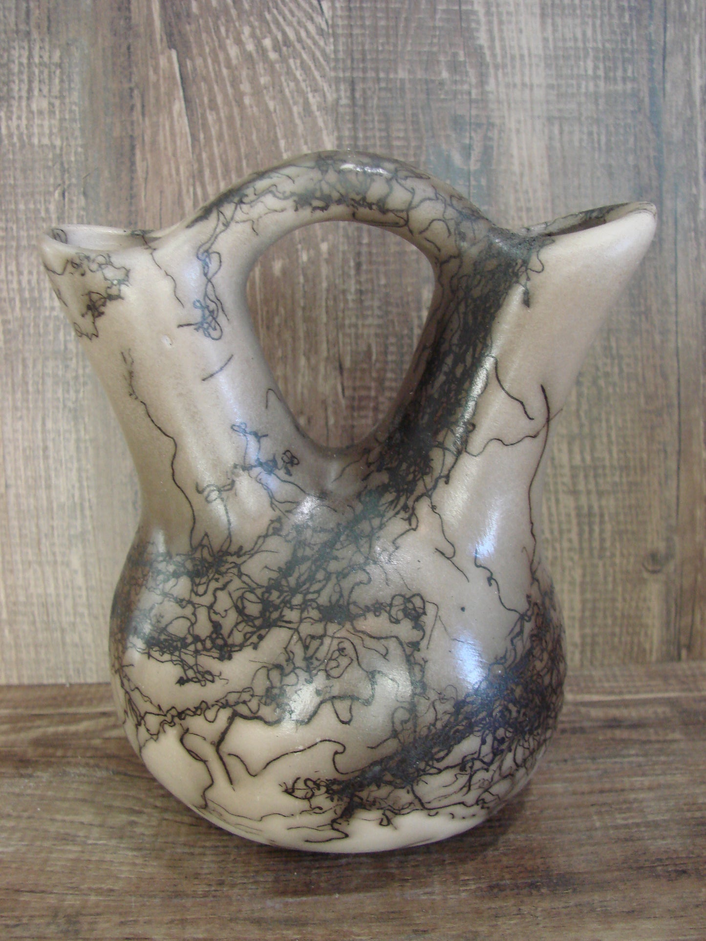Small Native American Horse Hair Wedding Vase Pottery by Vail