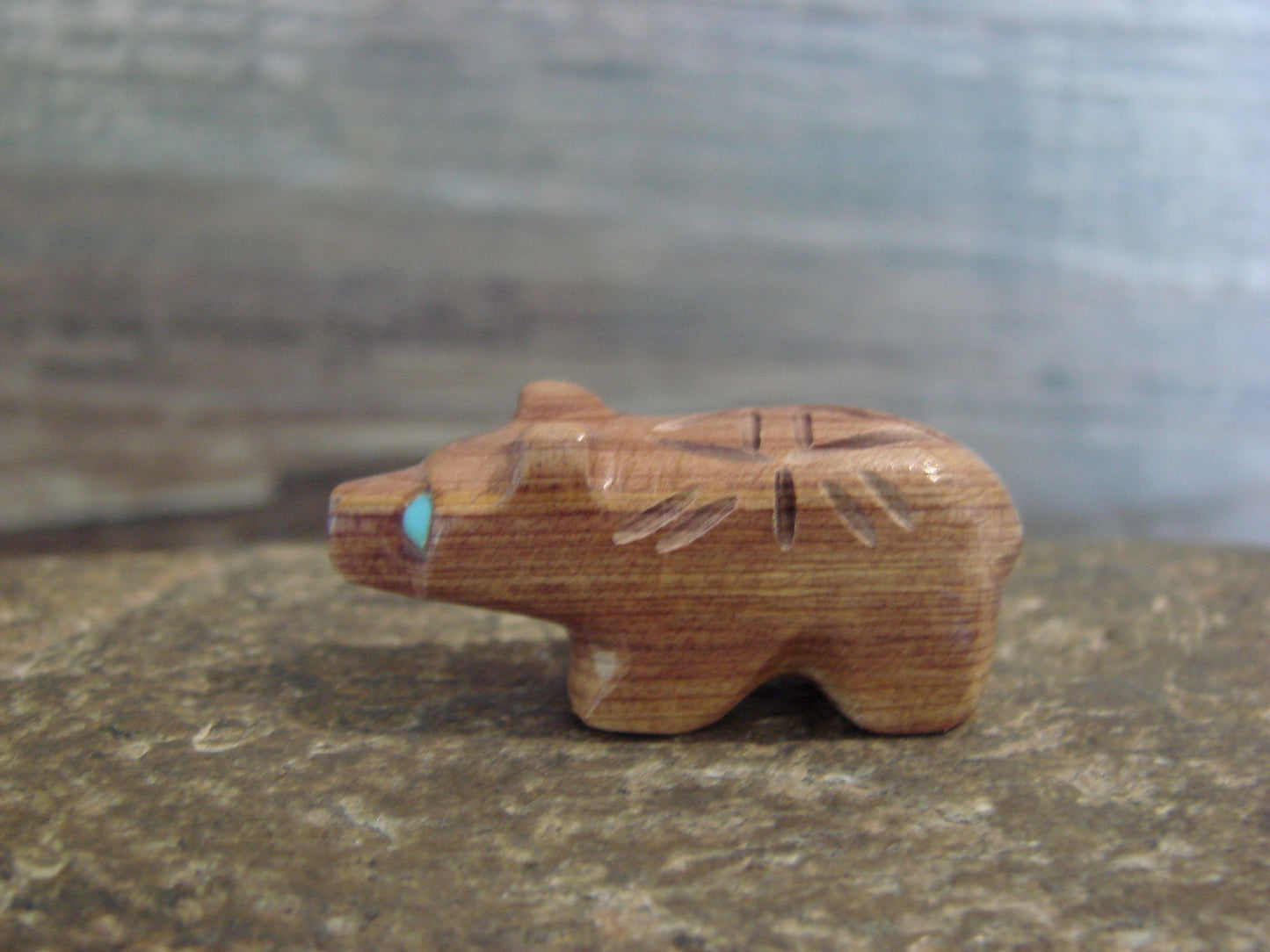 Native American Indian Hand Carved Cedar Bear Fetish - B. Phillips