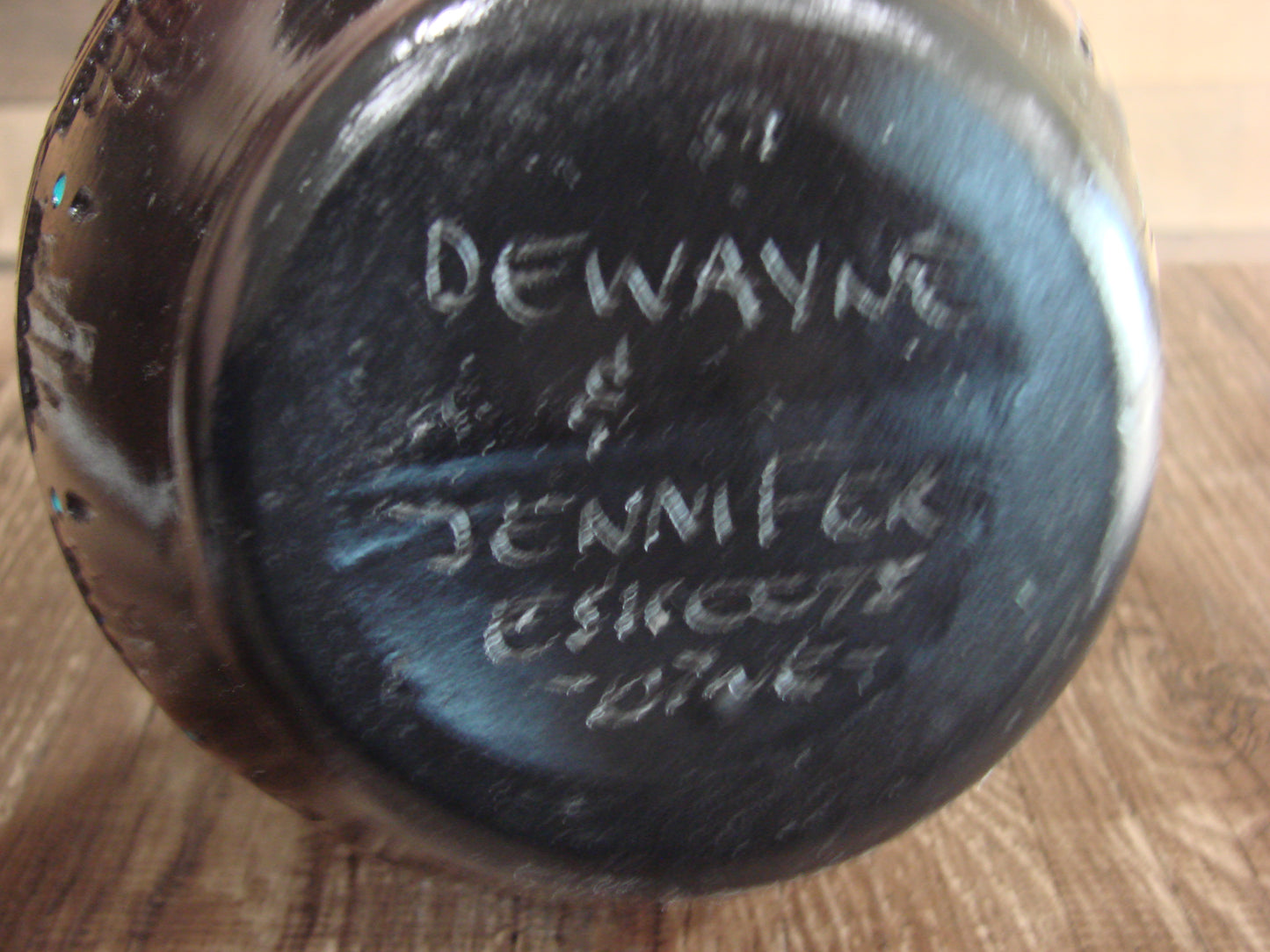 Native American Hand Etched Pottery Signed by Dewayne & Eskeets