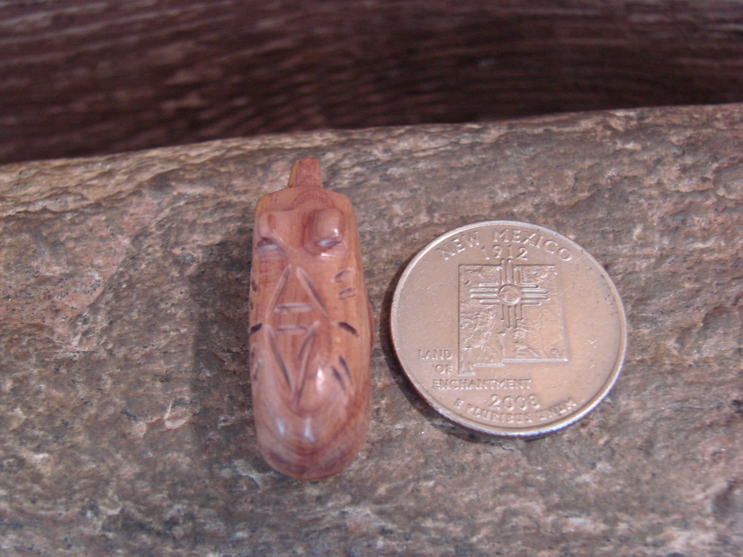 Native American Indian Hand Carved Cedar Bear Fetish - B. Phillips