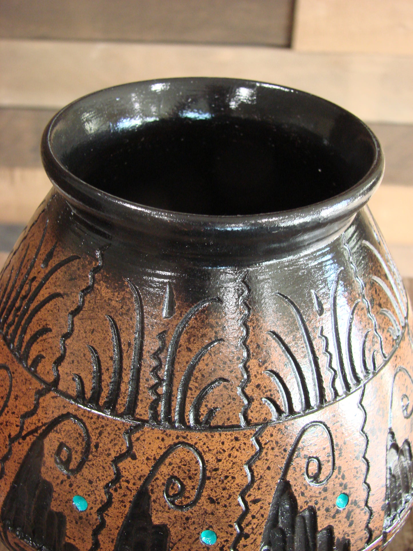 Native American Hand Etched Pottery Signed by Dewayne & Eskeets