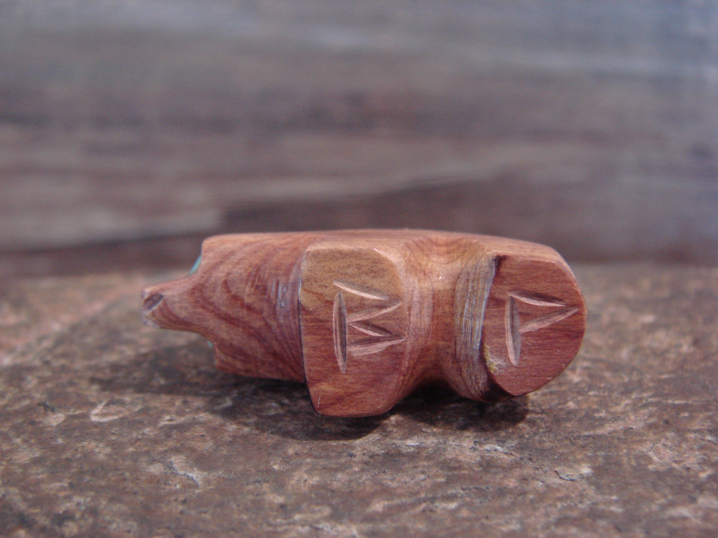 Native American Indian Hand Carved Cedar Bear Fetish - B. Phillips