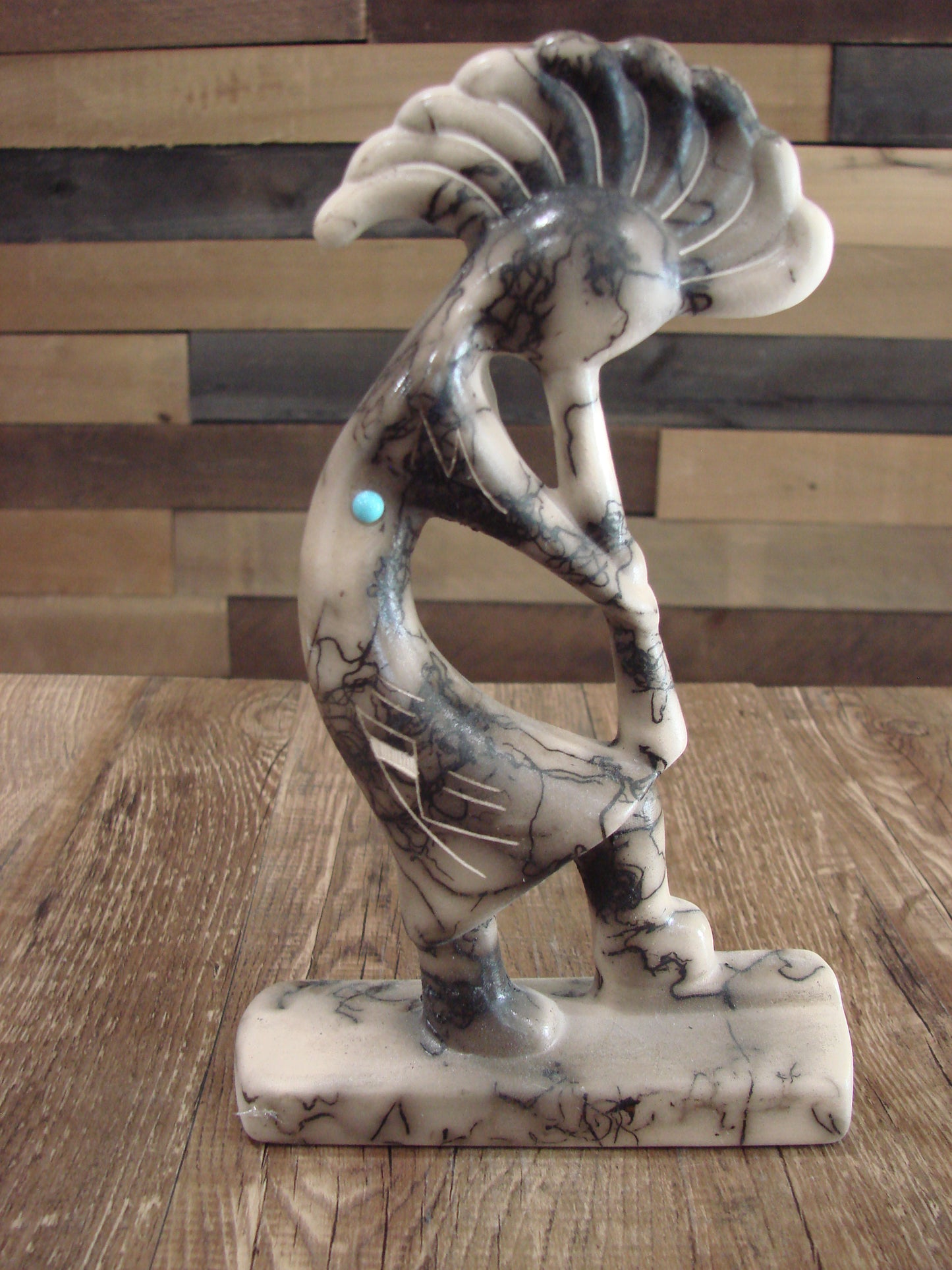 Native American Pottery Horse Hair Kokopelli Sculpture by Vail