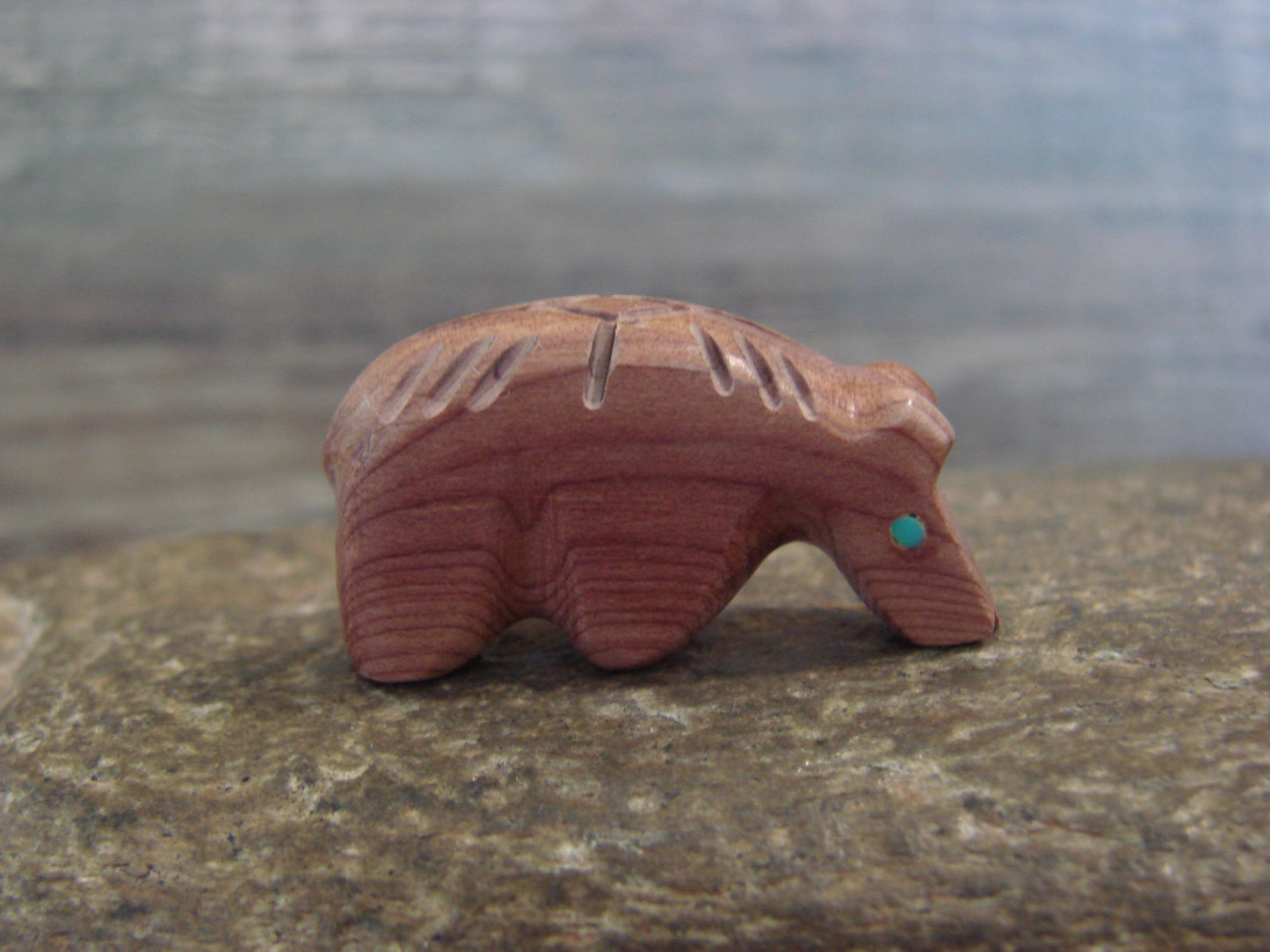 Native American Indian Hand Carved Cedar Bear Fetish - B. Phillips