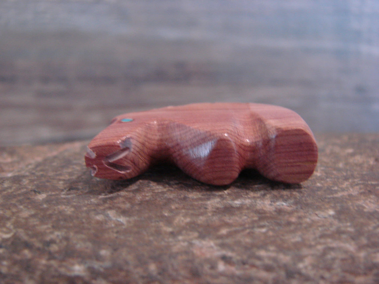 Native American Indian Hand Carved Cedar Bear Fetish - B. Phillips
