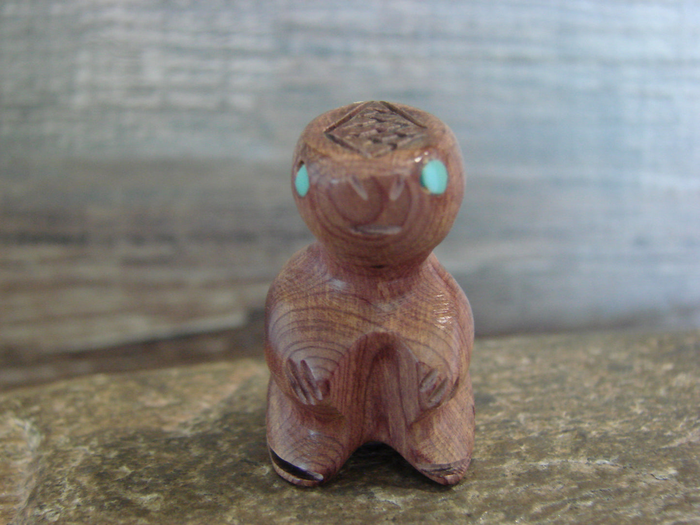 Native American Indian Hand Carved Cedar Alien Fetish - B. Phillips