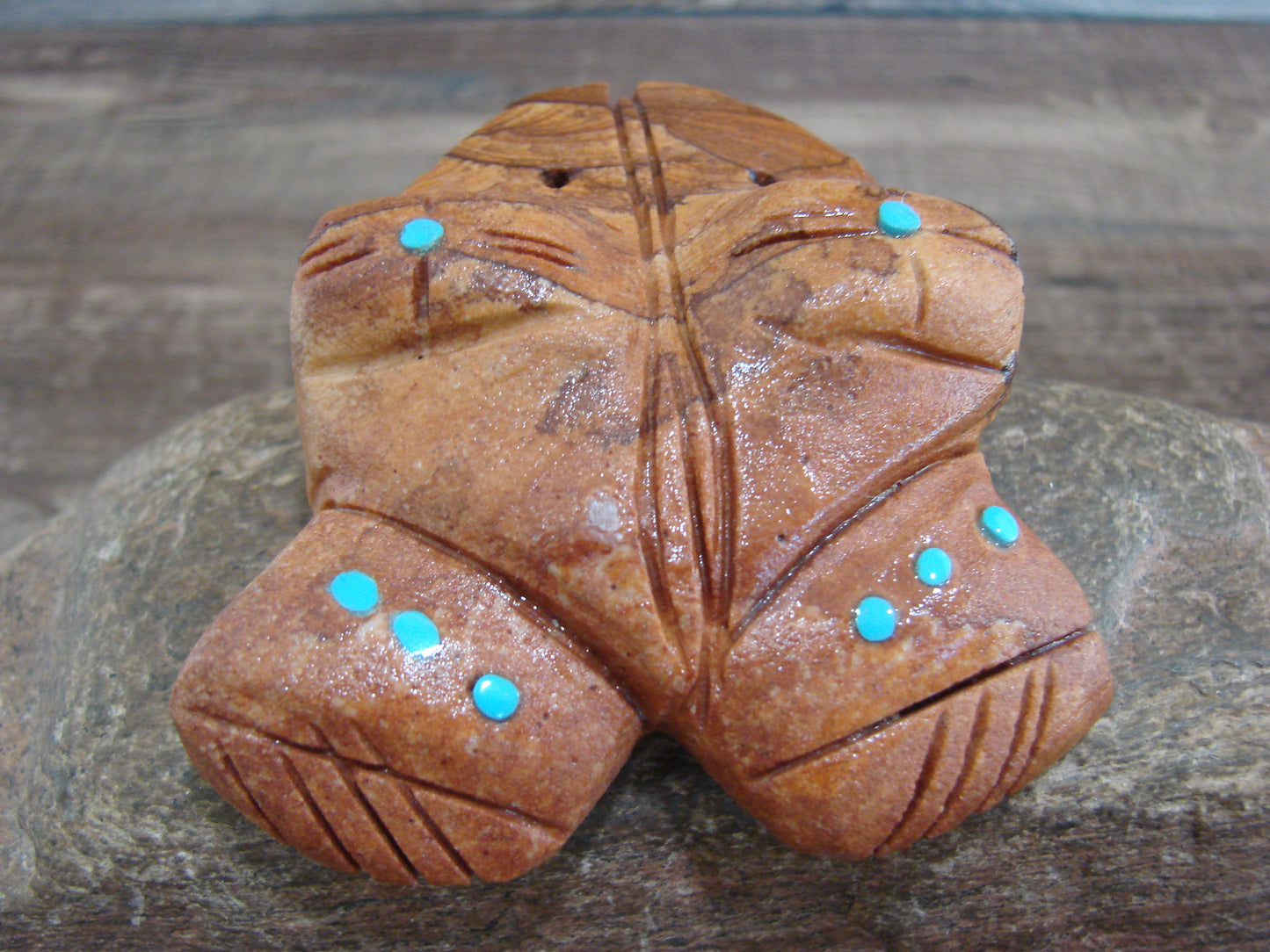 Native American Zuni Indian Hand Carved Frog Jasper Fetish- Ponchuella