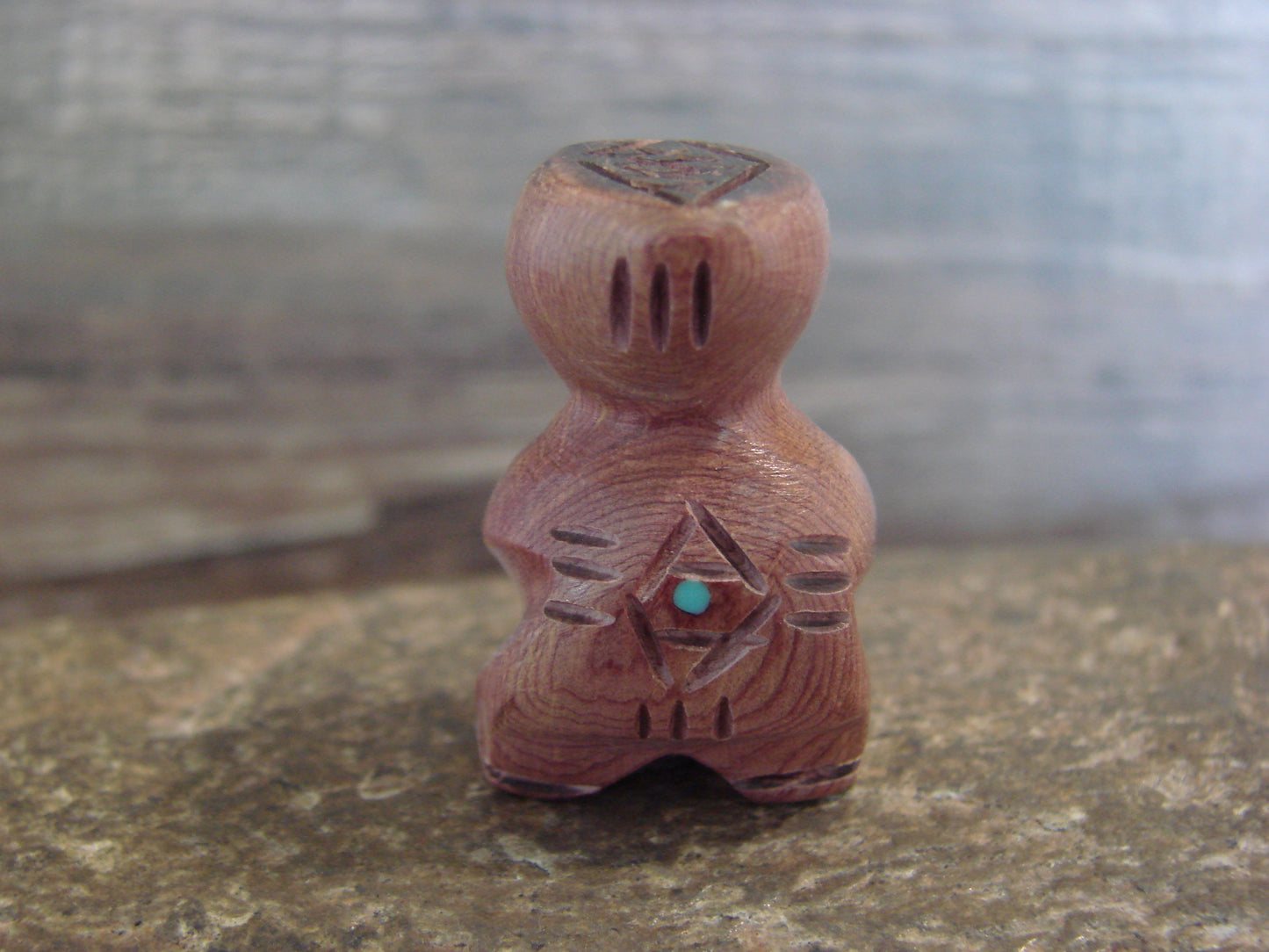 Native American Indian Hand Carved Cedar Alien Fetish - B. Phillips