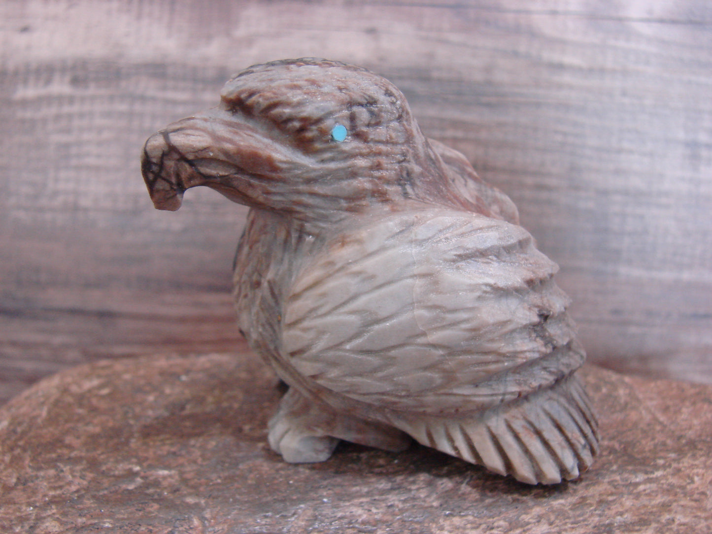 Native American Zuni Indian Picasso Marble Eagle Fetish- Mackel