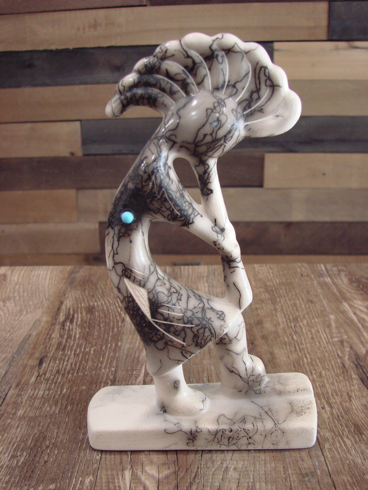 Native American Pottery Horse Hair Kokopelli Sculpture by Vail
