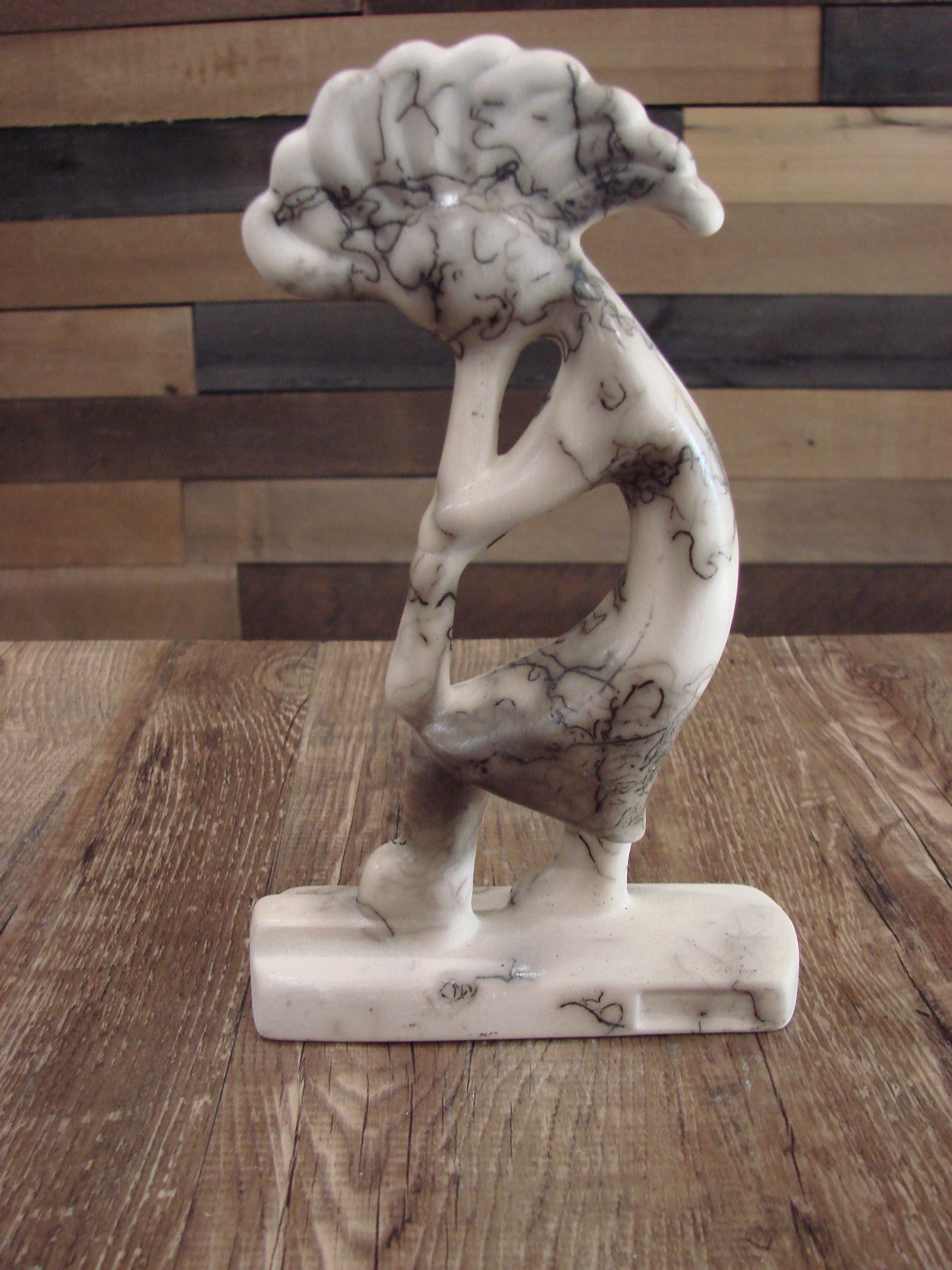 Native American Pottery Horse Hair Kokopelli Sculpture by Vail